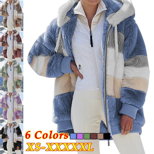 Coats and Jackets for Women Soft Warm Loose Hoodie Jacket Autumn Winter Long Sleeve Zipper Couple Hoodie Outwear Fluffy Faux Fur Overcoat Casacos de Inverno Feminino - Life is Beautiful for You - SheChoic