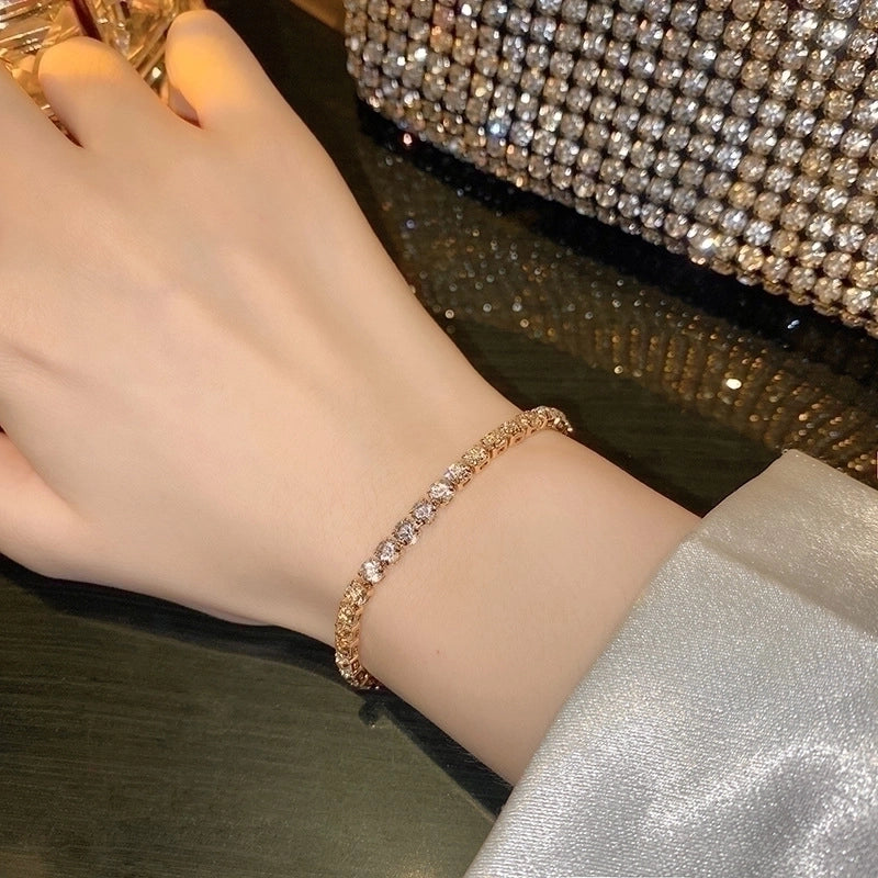 Alloy Plating Inlay Solid Color Zircon Copper Bracelets