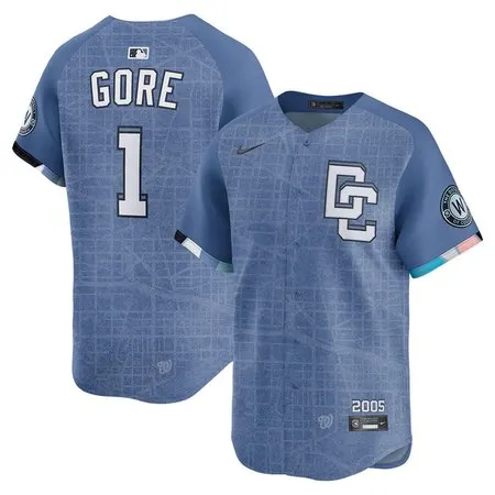 Men's Washington Nationals #1 MacKenzie Gore  Blue 2025 City Connect Limited Jersey