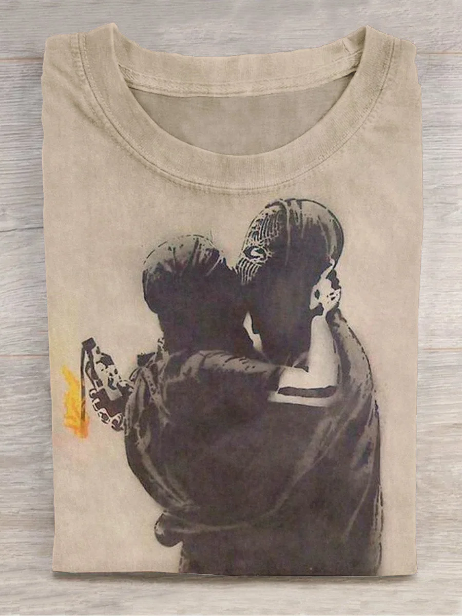 Eagerlys Unisex Mask Lover Art Print Crew Neck Short Sleeve T-Shirt Eagerlys
