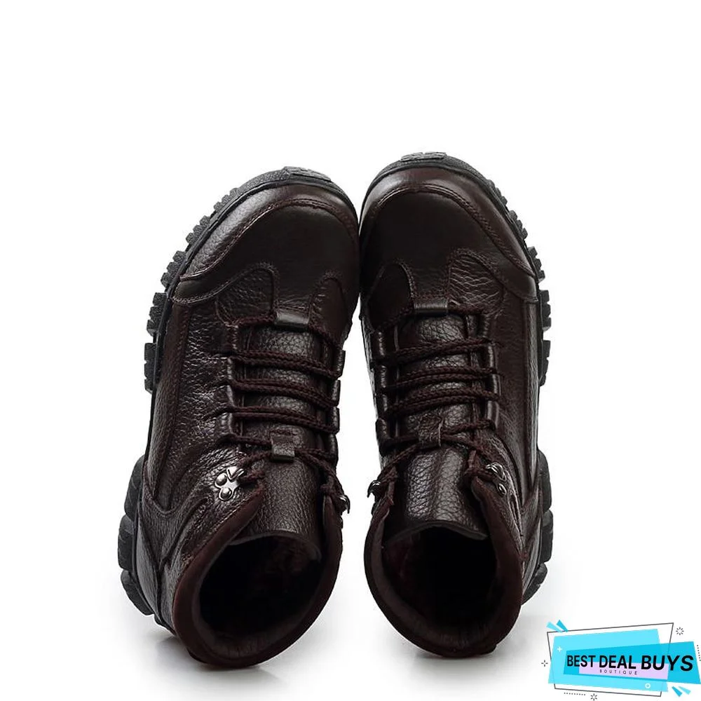 Men's Boots High Quality Super Warm Winter Footwear Men Snow Boots Genuine Leather Men Shoes Men Military Fur Boots