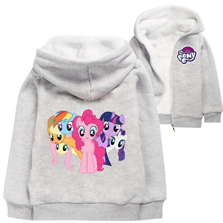 Mayoulove My Little Pony Print Girls Boys Zip Up Cotton Fleece Lined Hoodie-Mayoulove