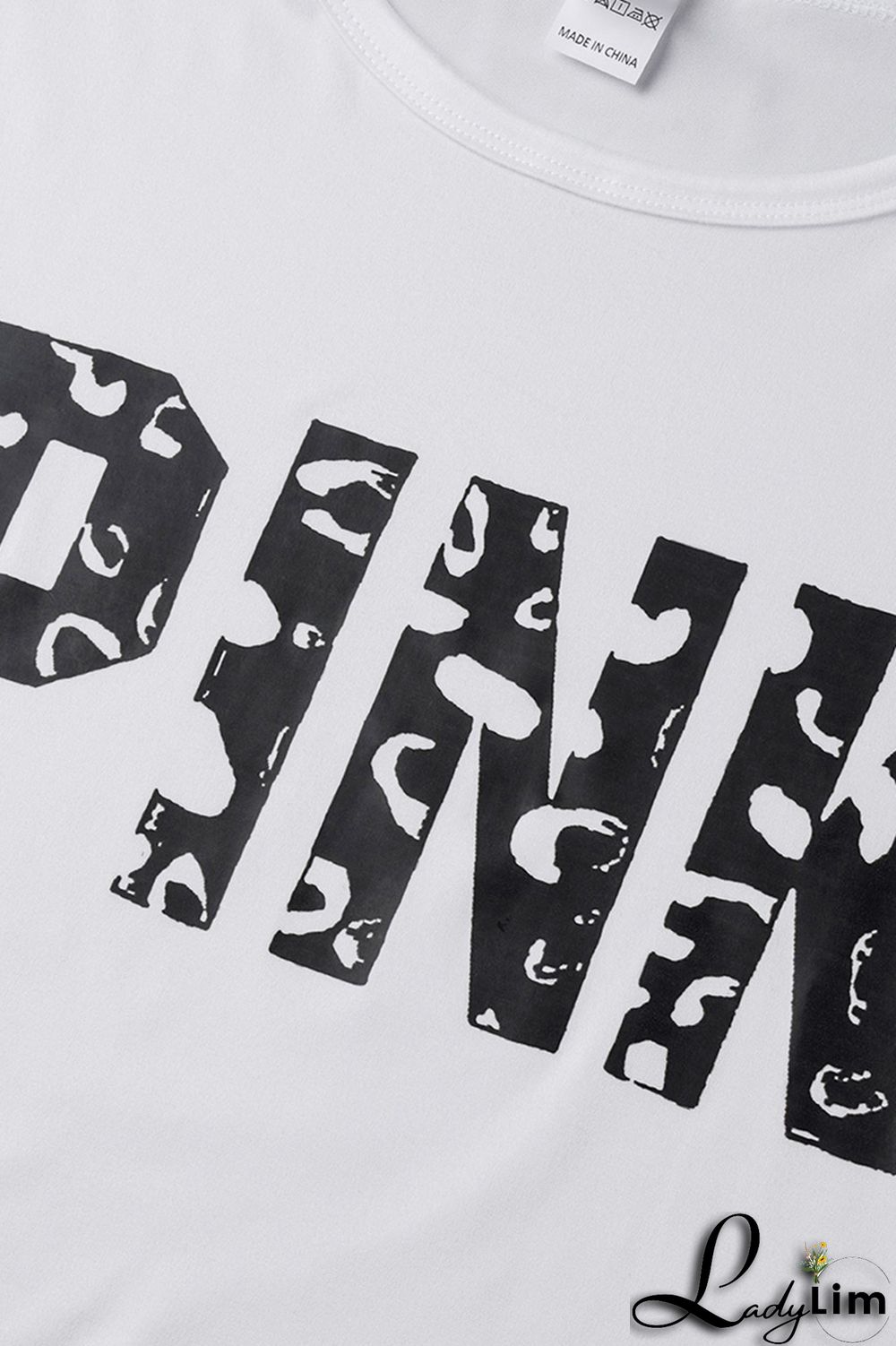 Rose Red Fashion Casual Letter Print Patchwork O Neck Short Sleeve Plus Size Two Pieces