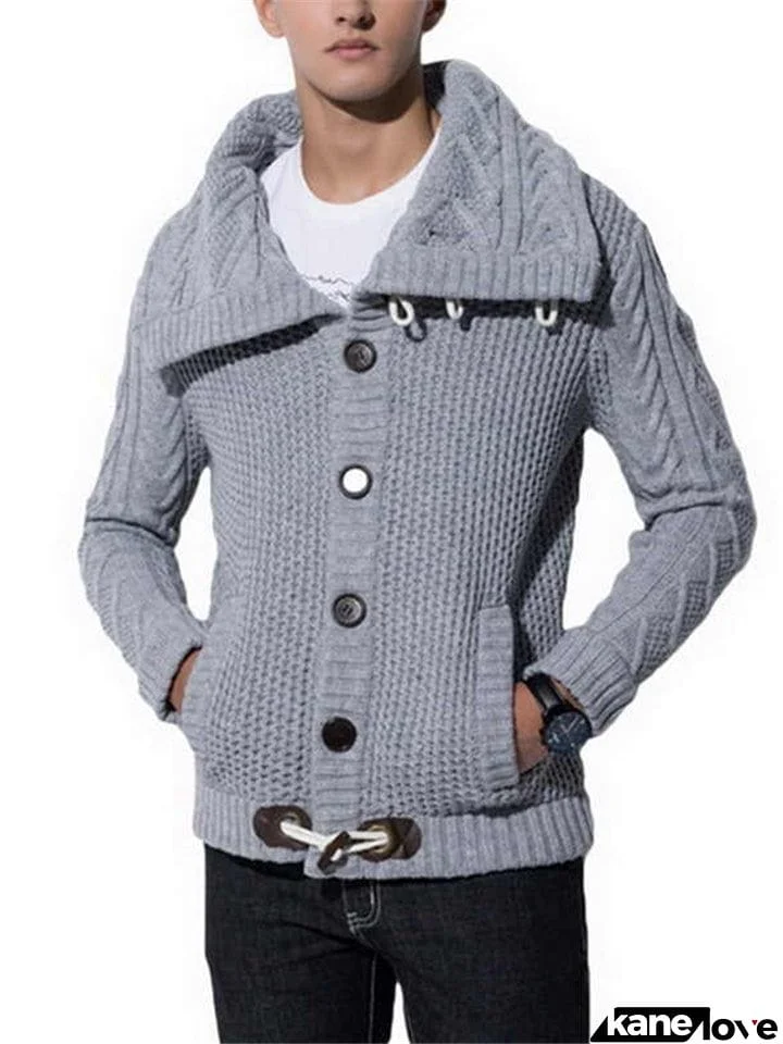 Men's Fashion Knitted Long Sleeve Turtleneck Cardigan