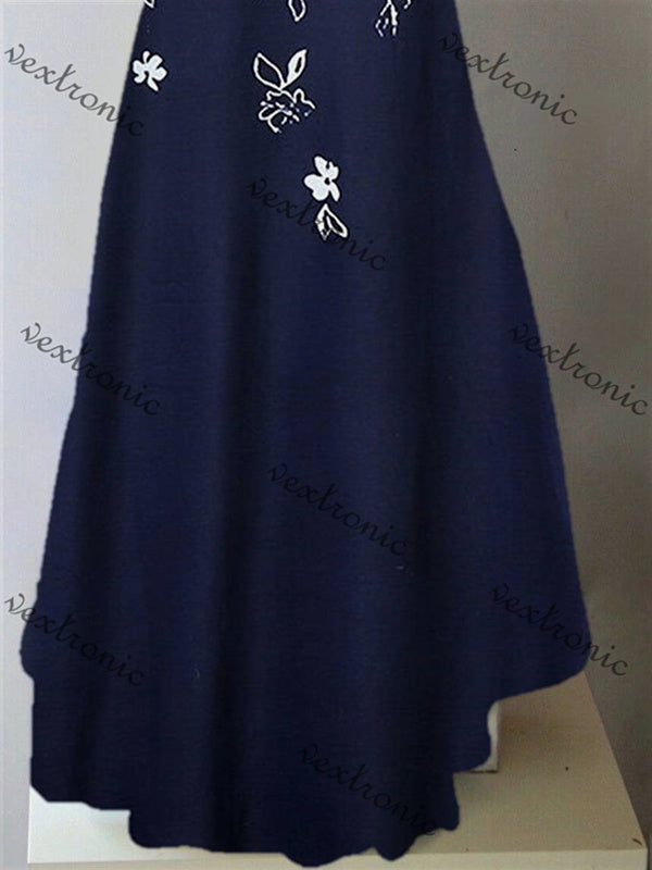 Women's Short Sleeve Scoop Neck Floral Printed Midi Dress