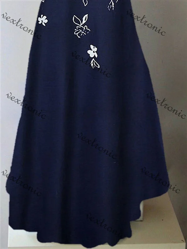 Women's Short Sleeve Scoop Neck Floral Printed Midi Dress