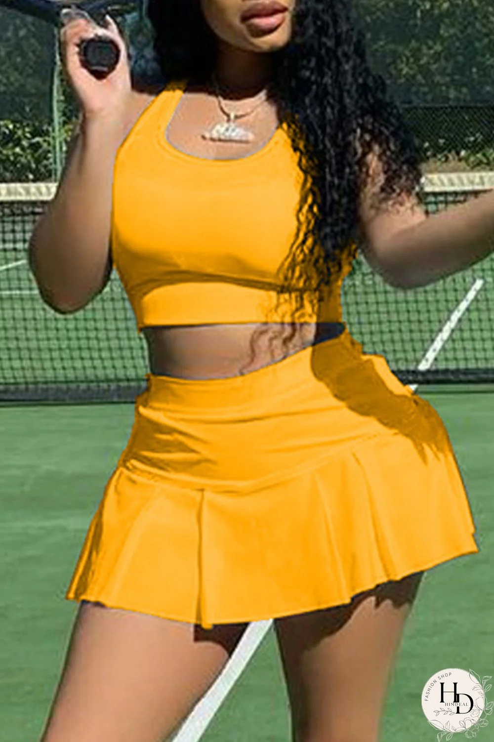 Red Casual Sportswear Solid Basic U Neck Sleeveless Two Pieces