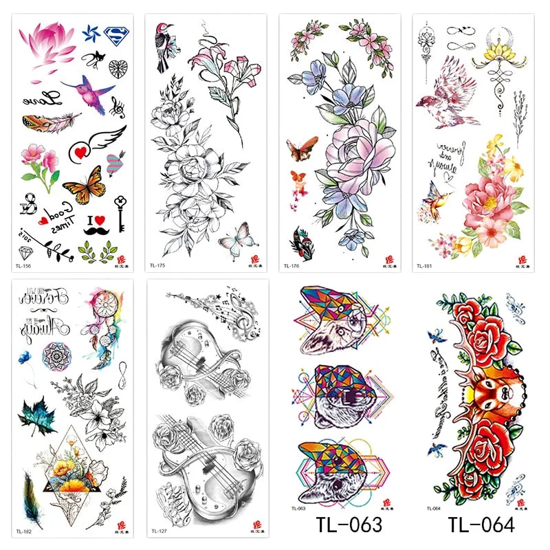 Flower animal totem romantic beautiful bird fragrance waterproof lasting men and women personality temporary tattoo stickers