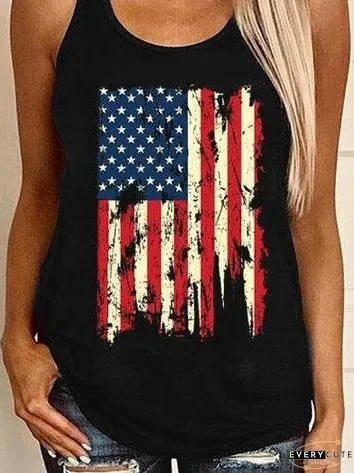 Casual Graphic Print Sleeveless Vest