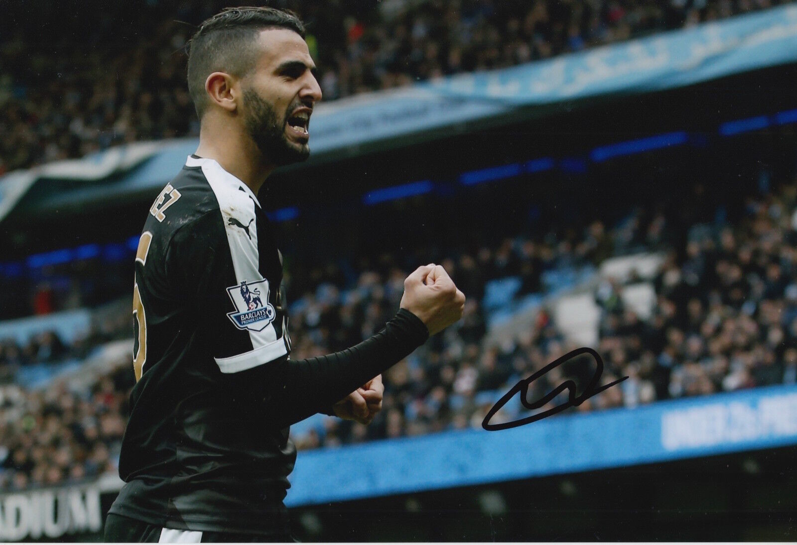 LEICESTER CITY HAND SIGNED RIYAD MAHREZ 12X8 Photo Poster painting 40.