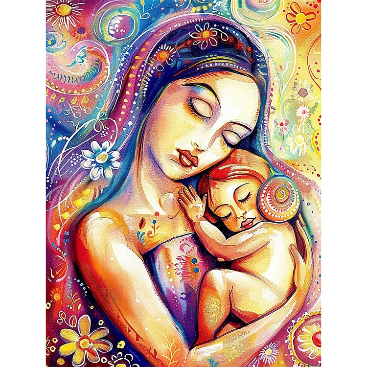 Mother And Baby 30*40cm (Canvas) Full Round Drill Diamond Painting gbfke