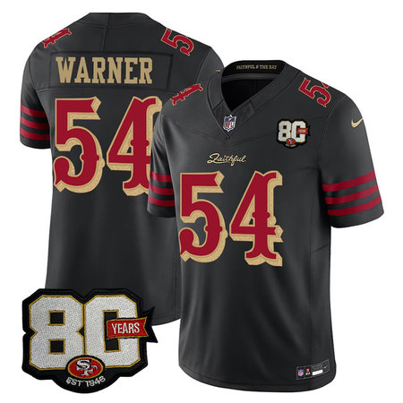 Youth San Francisco 49ers #54 Fred Warner Black 80 Anniversary Rivalries Collection Vapor F.U.S.E. Limited Jersey