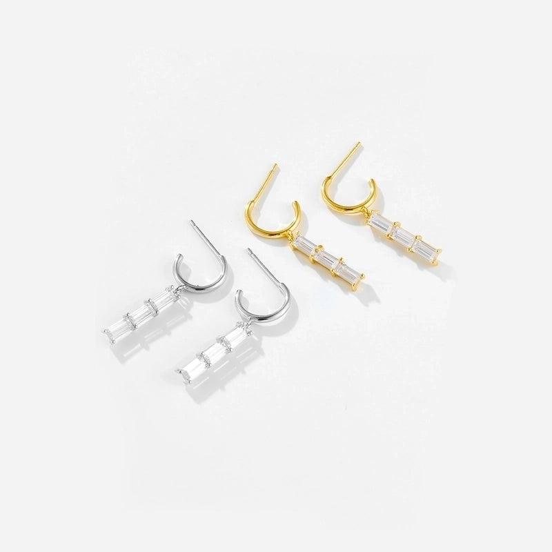 1 Pair 18K Gold Plated White Gold Plated 925 Sterling Silver Geometric Drop Earrings