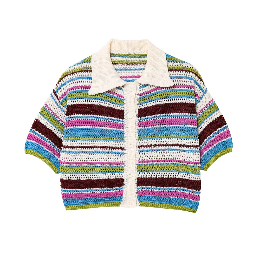 Nigikala Nigikala 2025 New Crochet POLO Shirt Knitted Knitted Blouse Shorts Set B62049