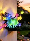 Solar-Powered Wall Lamp Painted Butterflies Decorative Light with Flower LED Waterproof Solar Ambient Landscape Light Hollow Out Wall Decoration Lights for Villa Garden Courtyard Decor