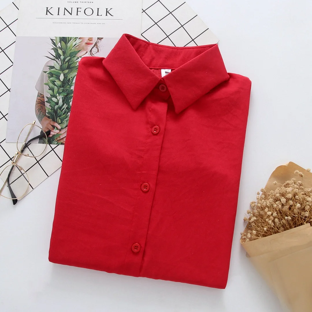 Spring New Women Vintage Solid Long Sleeve Corduroy Blouse Casual Autumn Oversize White Shirt Button Up BF Style Korean Tops T0D