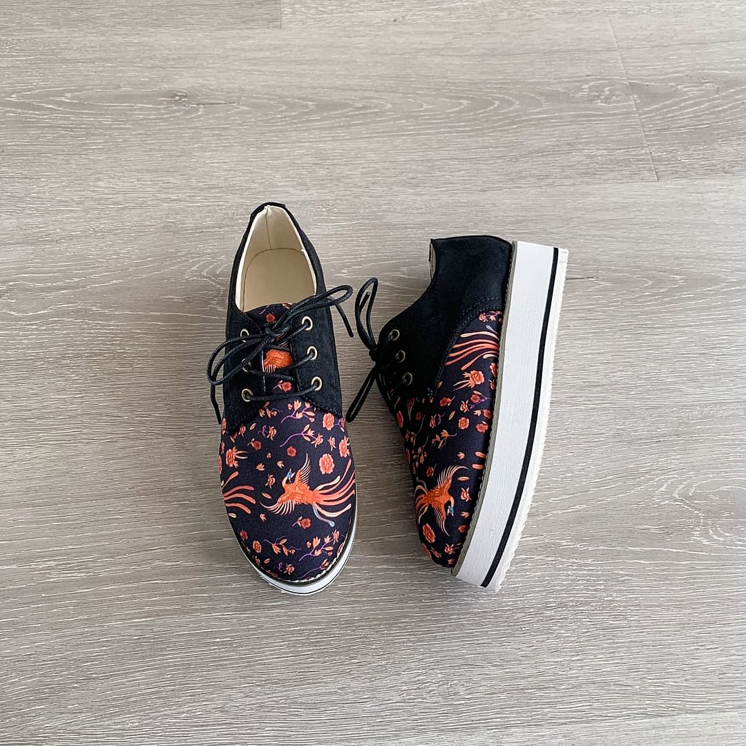 Vulcanize Shoes Sneakers Women Shoes Ladies Floral Print Lace Up Fashion Platform Casual Shoes for Women 2021 Zapatillas Mujer