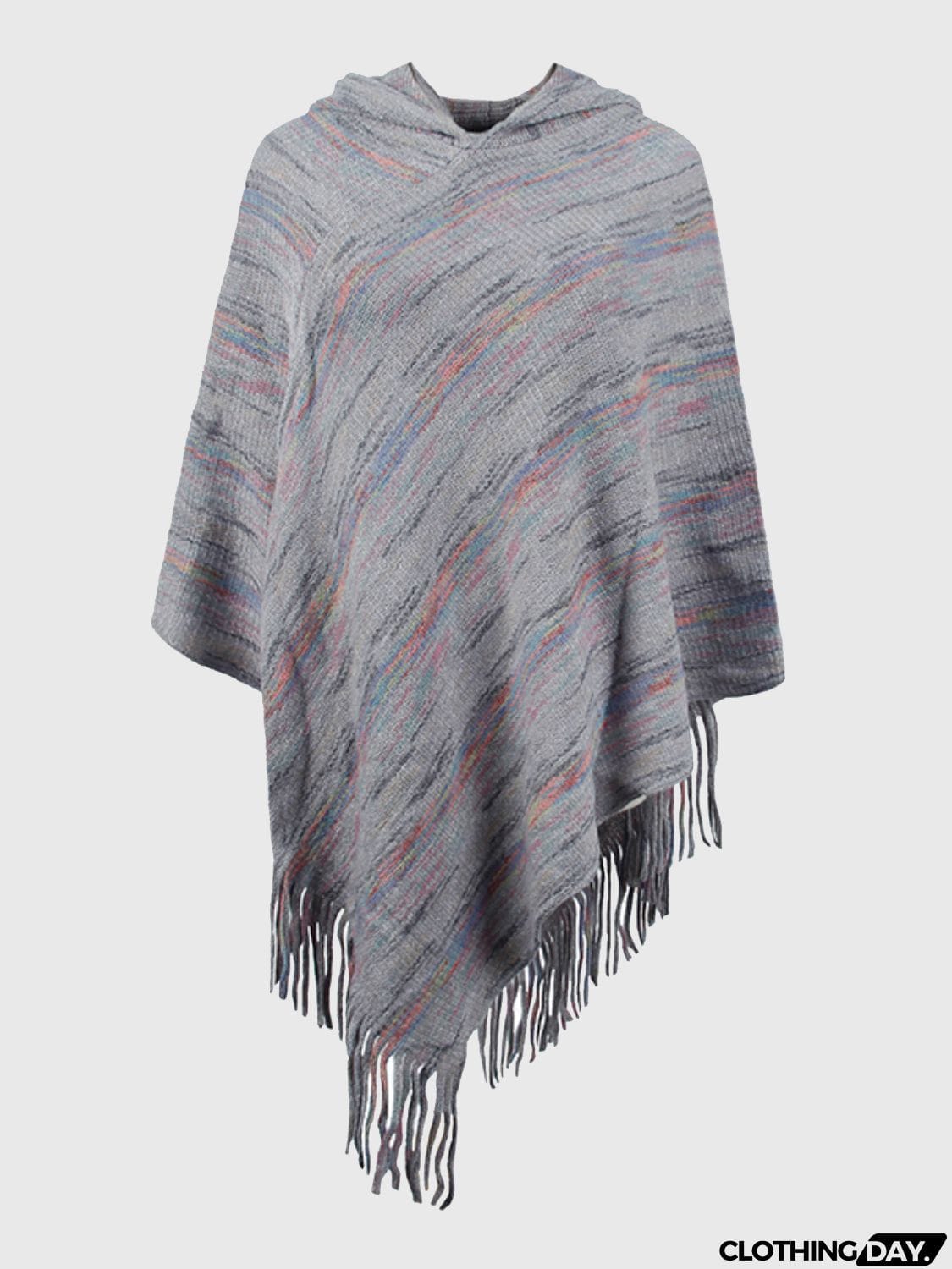 Fringe Hem Hooded Poncho