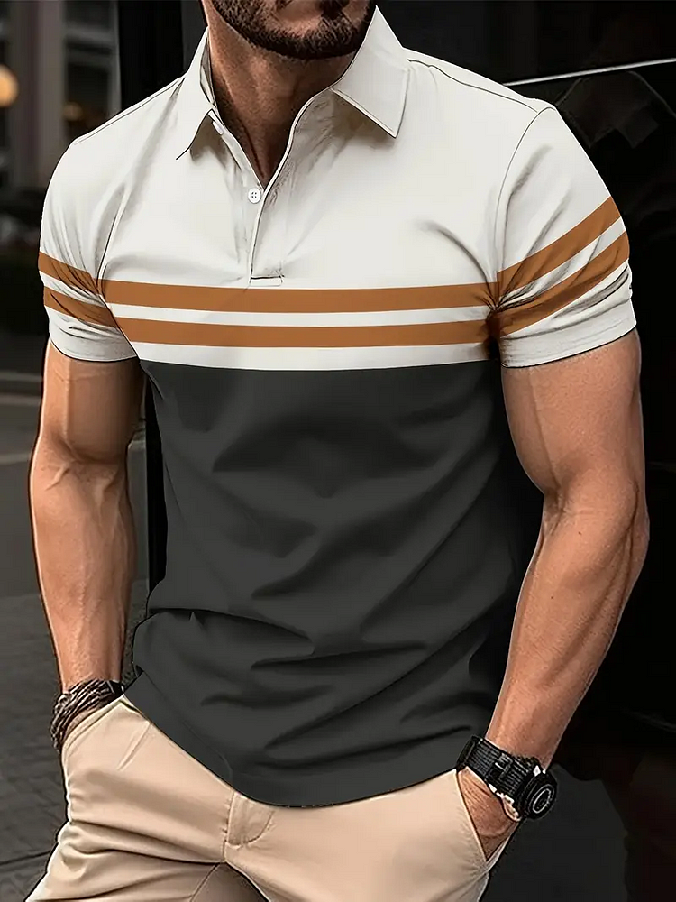 Large Size Men'S Short-Sleeved POLO Shirt & Business Elegant Temperament Top & All The Street Suitable For Various Occasions
