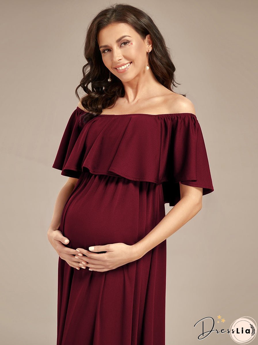 Off Shoulder Pleated A Line Wholesale Maternity Dresses