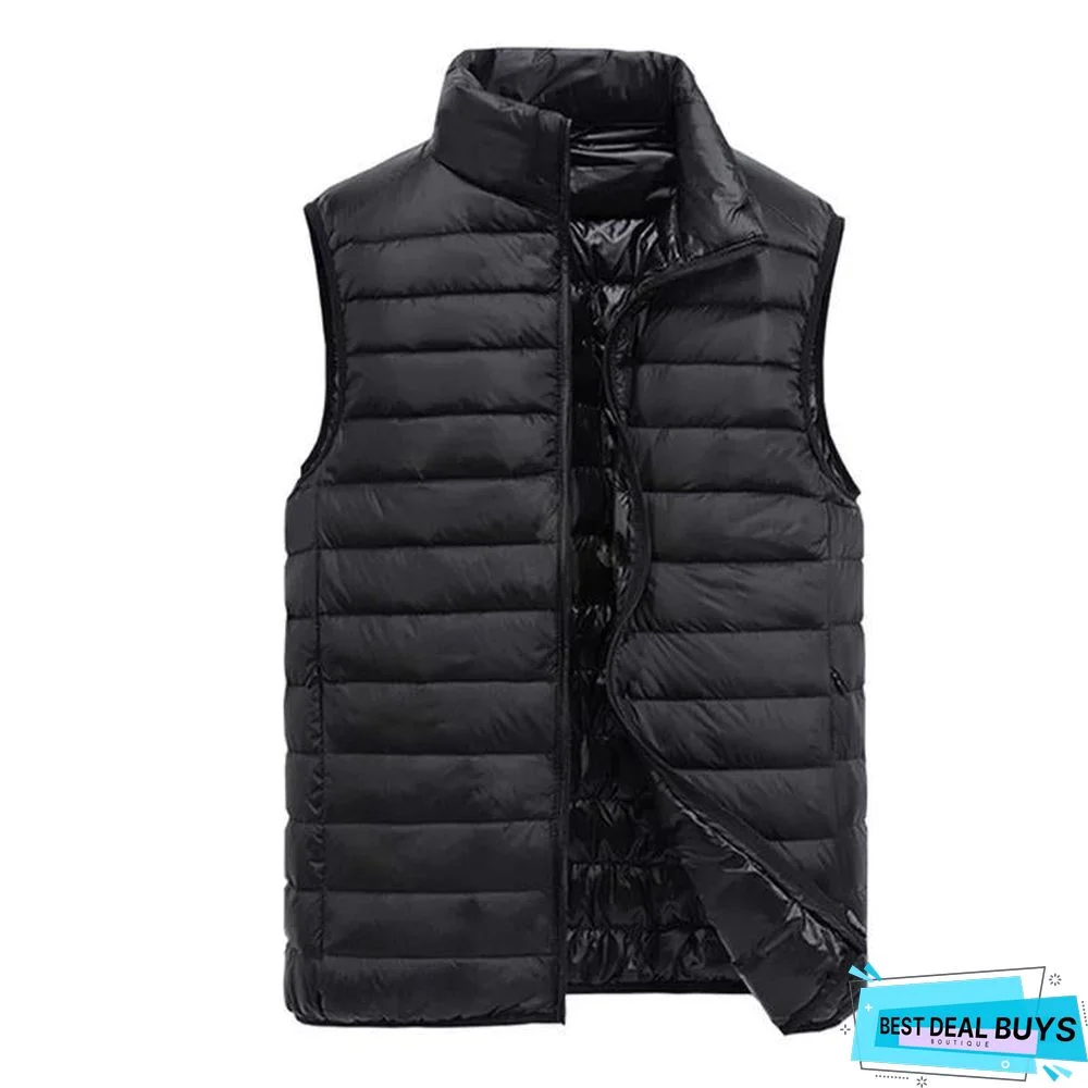 Men's Sleeveless Ultralight 90% White Duck Down Warm Vest Men's Casual Vest Warm Jacket Outwear Waistcoat