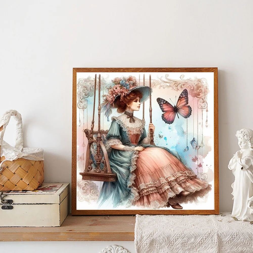 Diamond Painting - Full Round Drill - Swing Lady(Canvas|30*30cm)