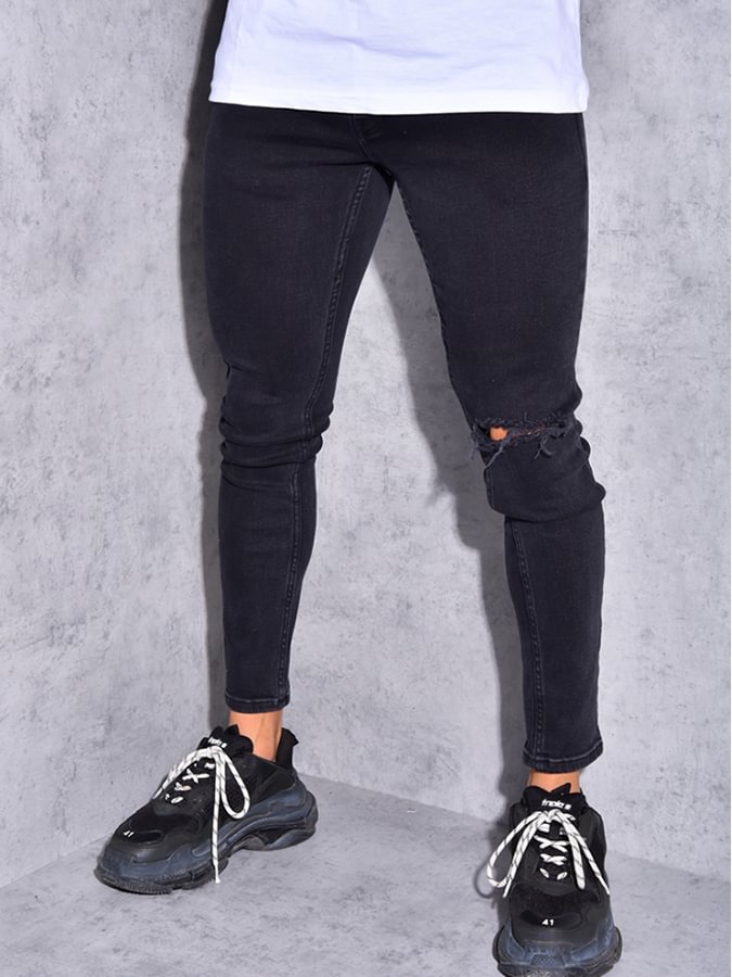 Men Ripped Washed Jeans