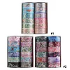12/24 Rolls Adhesive Tape Reusable Flower Washi Tape Set Artwork Decorative Tape DIY Diamond Art Accessories