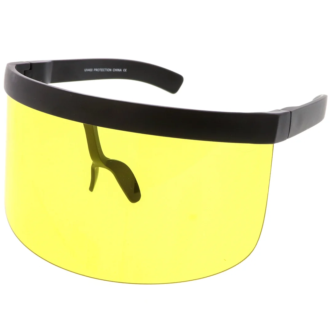 Futuristic Oversize Shield Visor glasses With Flat Top Colored Mono Lens 172mm