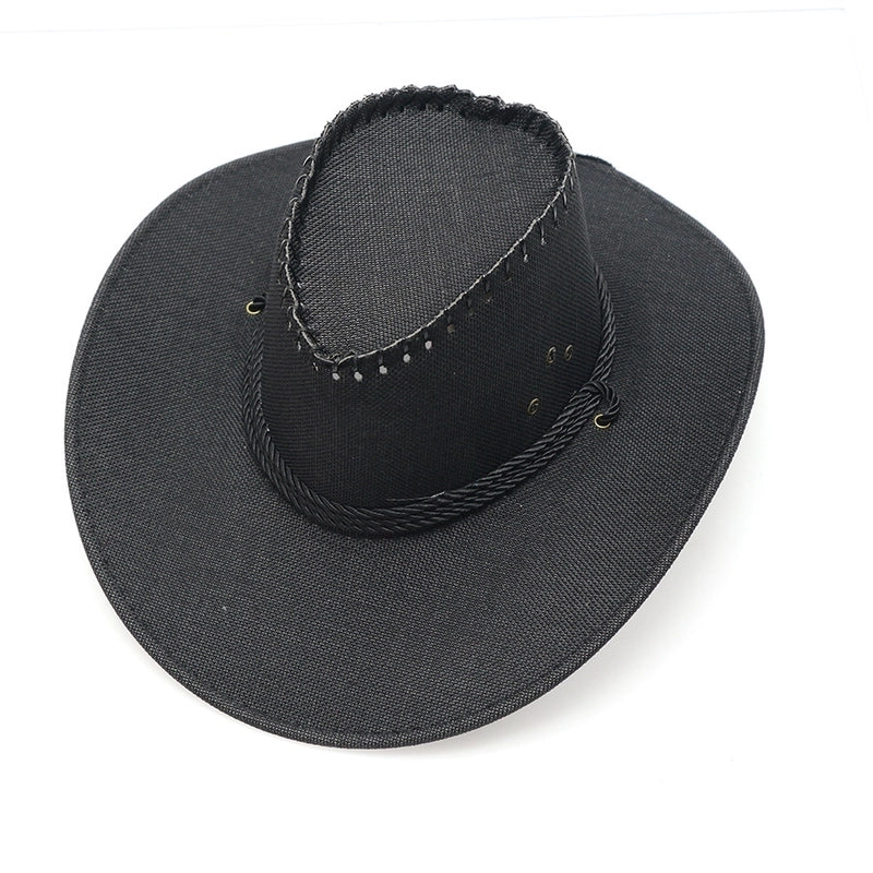 Men’s Minimalist Solid Color Big Eaves Straw Hat