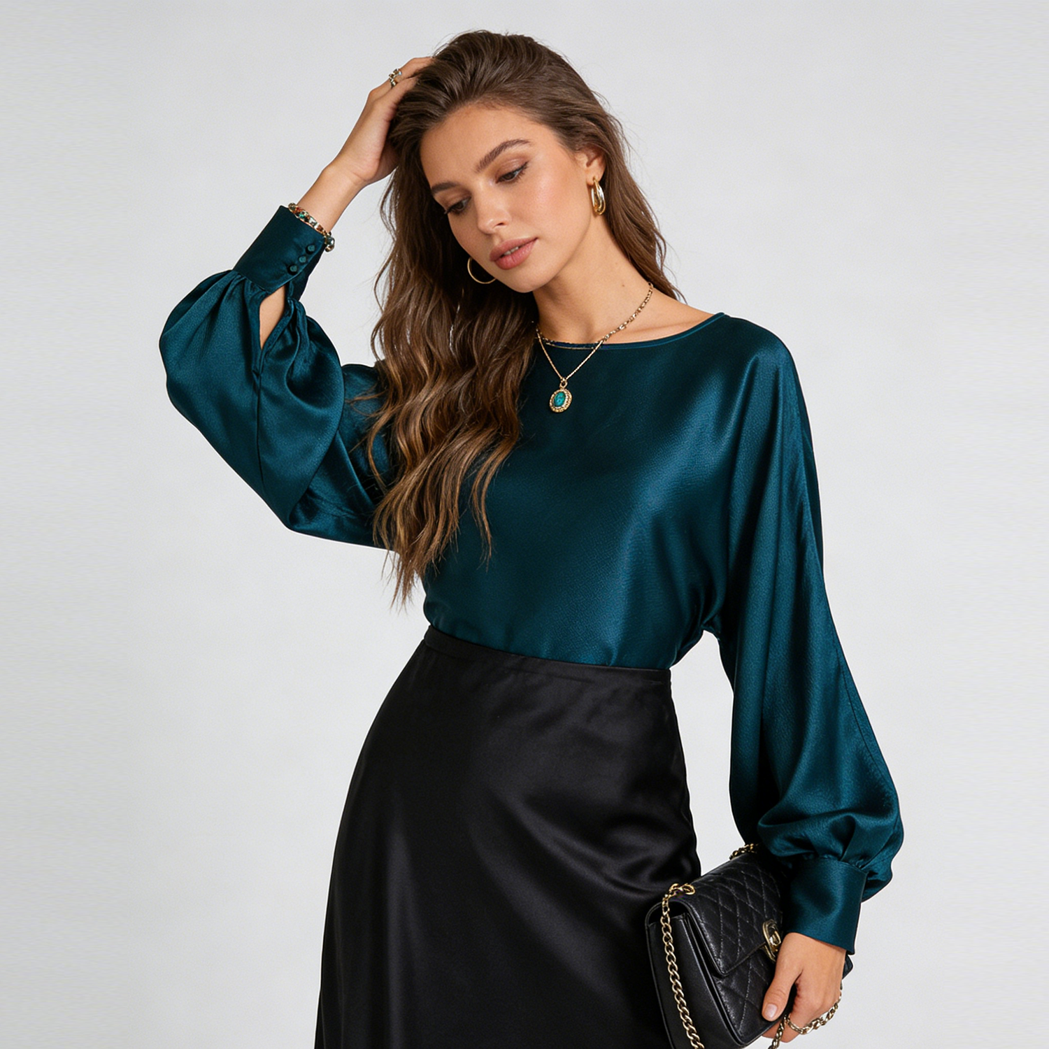 Silk Blouse Lustrous Style REAL SILK LIFE