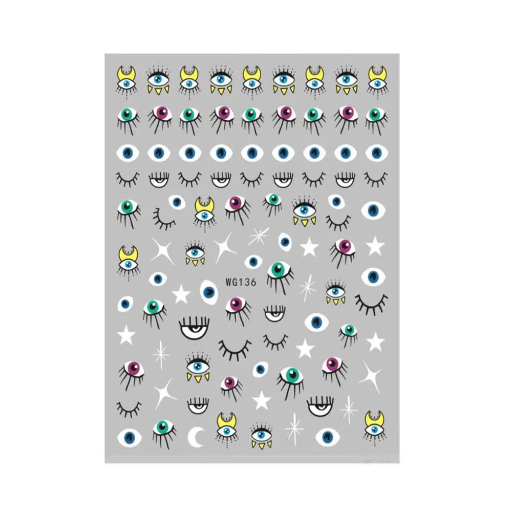 1Pc 3D Nail Stickers Abstract Line Pattern Evil Eye Design Nail Slider Decals DIY Self Adhesive Sticker Tips Nail Art Decoration-Nail Inspo