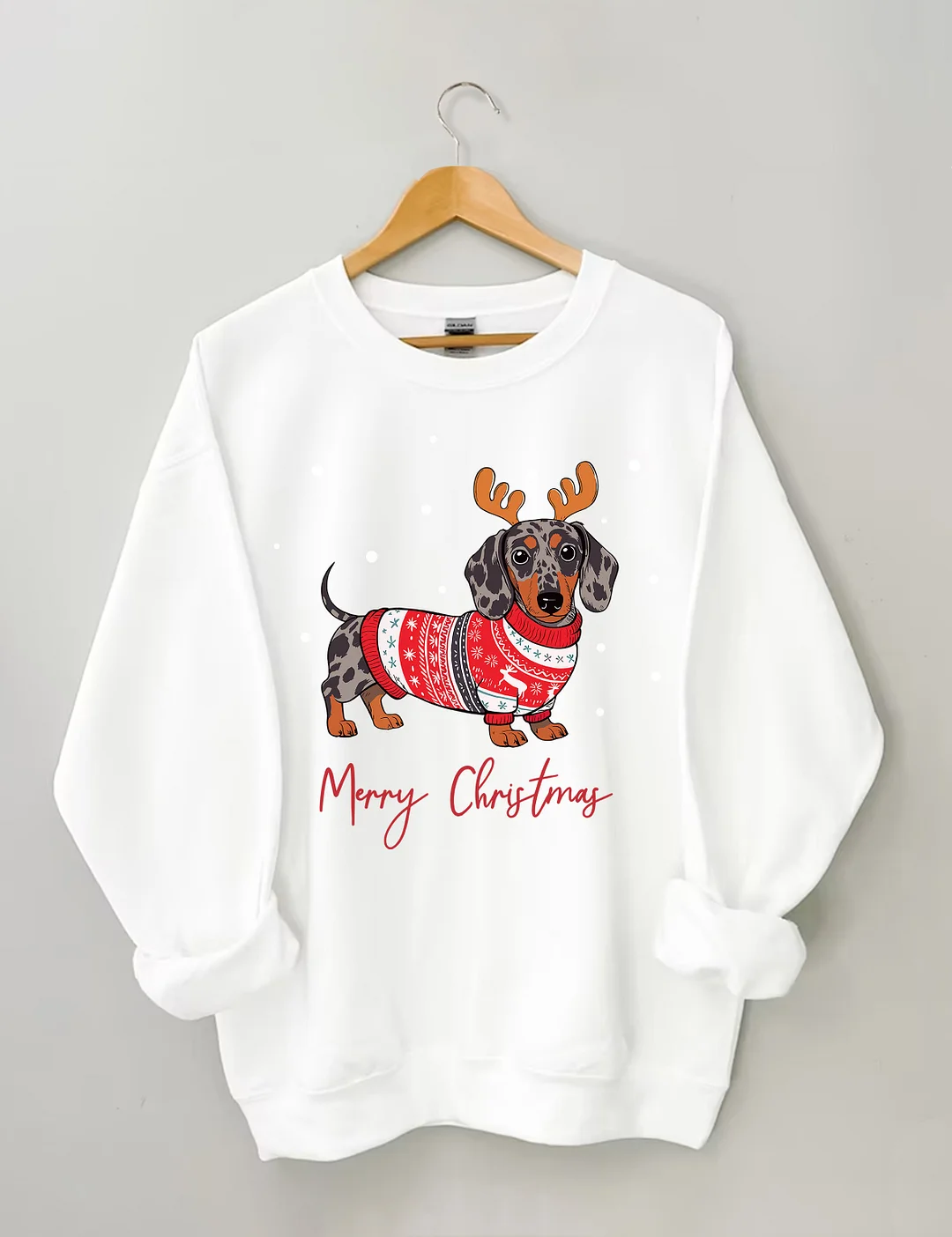 Dapple Dachshund Merry Christmas Holiday Sweatshirt