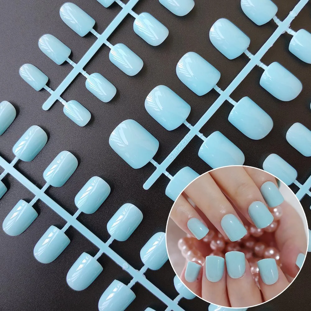 5 Sets Of 24 Pieces Per Unit Round Colored False Nails Tips Full Cover 10 Size Fake Nails For DIY Acrylic Press On Nail Tips-Nail Inspo