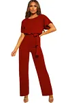 Women's Casual Loose Jumpsuit Solid Color Wide Leg Drawstring