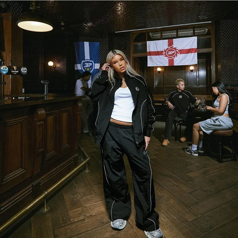 Athvotar Athvotar And Winter Broken Planet Sports Windbreaker Set Fashion Zipper Solid Color Coat Street Style