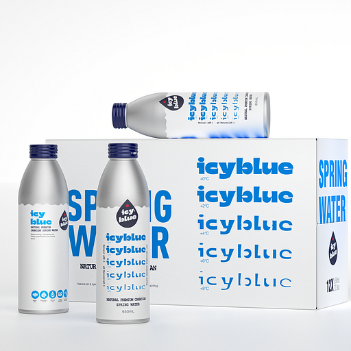 Icyblue Premium Natural Spring Water - 650 ML Aluminum Bottled Water 12-Pack