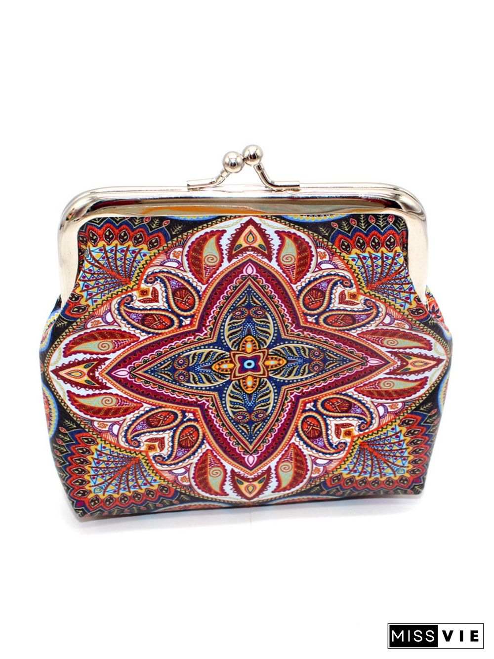 Ethnic Pattern Kiss Buckle Coin Purse Storage Bag