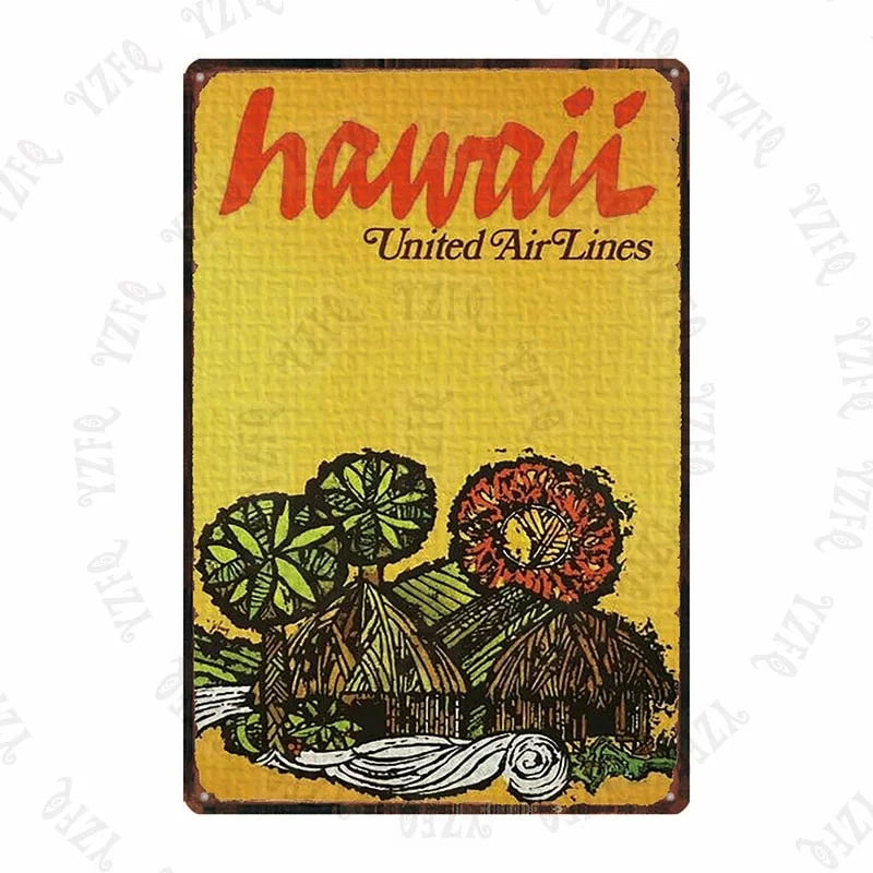 Athvotar Hawaii Travel City Vintage Metal Sign Hula Dance Wall Retro Poster Bar Art Home Craft Decor Cuadros DU-5415A