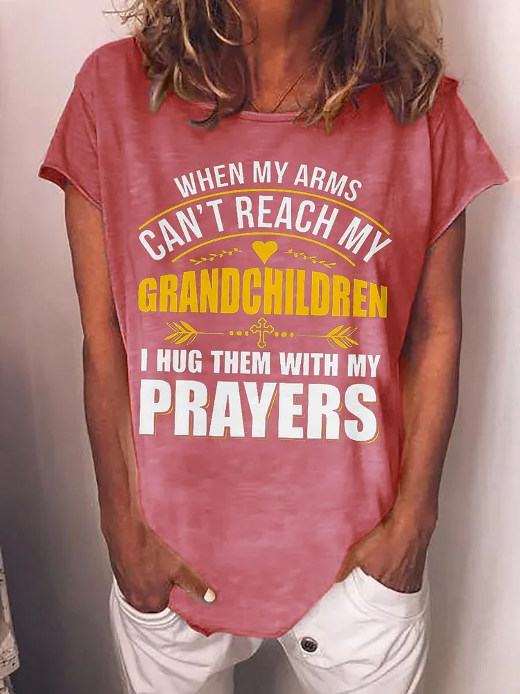Bestdealfriday When My Arms Can't Reach My Grandchildren Graphic Round Neck Short Sleeve Tee