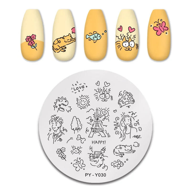 PICT YOU Nail Stamping Plates Wacky Characters Pattern Nail Art Plate Stencil Line Pictures Christmas Theme Image Plates Mold-Nail Inspo