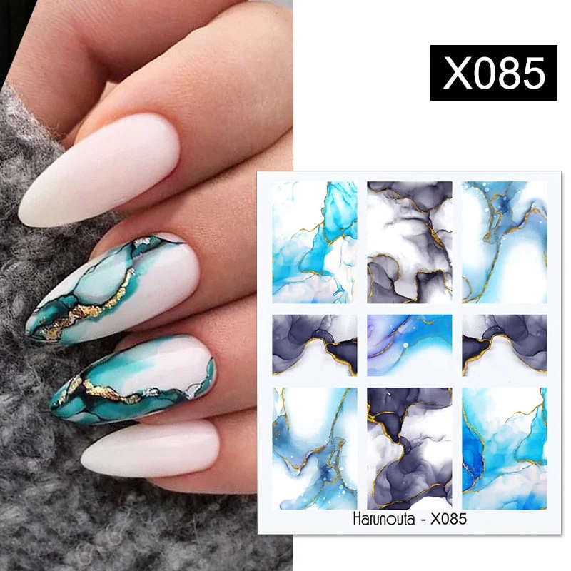 Harunouta Spring Water Nail Decal And Sticker Flower Leaf Tree Green Simple Summer DIY Slider For Manicuring Nail Art Watermark