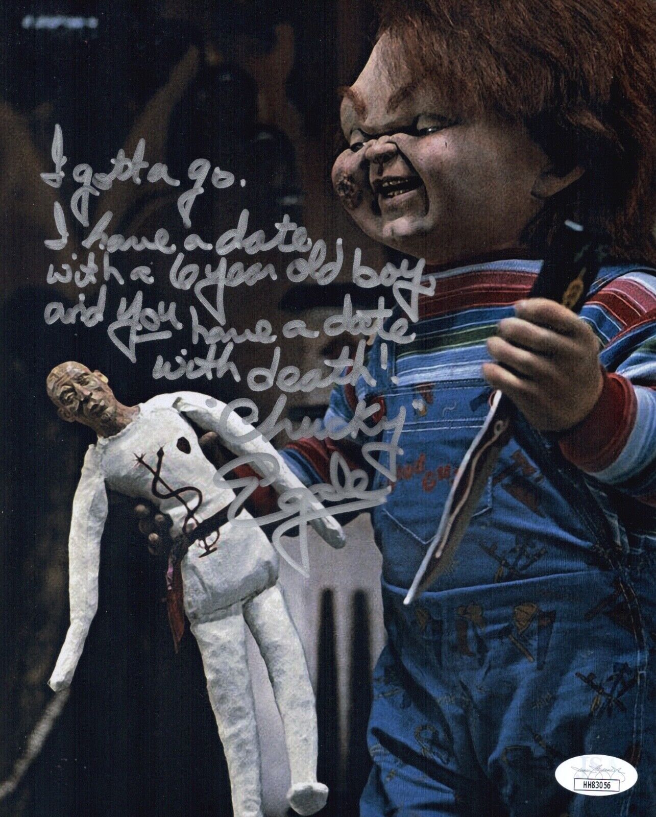 ED GALE Signed CHUCKY 8x10 Photo Poster painting Child's Play In Person Autograph JSA COA Cert