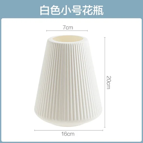 Nordic Home Decoration Accessories Modern White Plastic Vase Flowers Vases Living Room Decoration Accessories Tabletop Vase