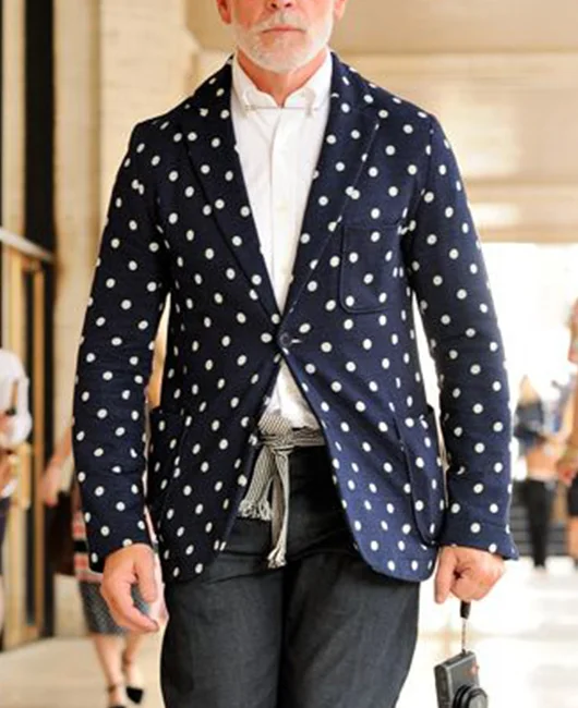 Fashion Polka Dot Print Notch Lapel Slim Fit Blazer