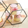 10"x17" | 2-Tier Hexagon Floating Shelf, Dessert Display Stand With Black Double Geometric Design