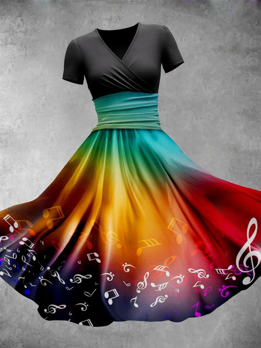 Rainbow Note Dress Black / S