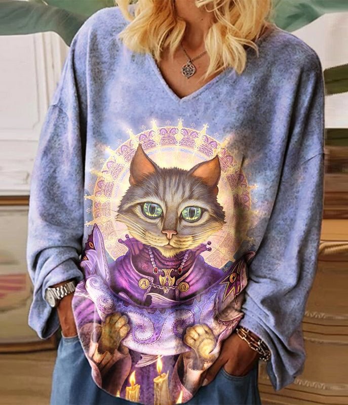 Fashion Cat Ambassador Printed Casual Women's T-shirt