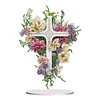 DIY Flower Cross Diamond Painting Acrylic Desktop Decor