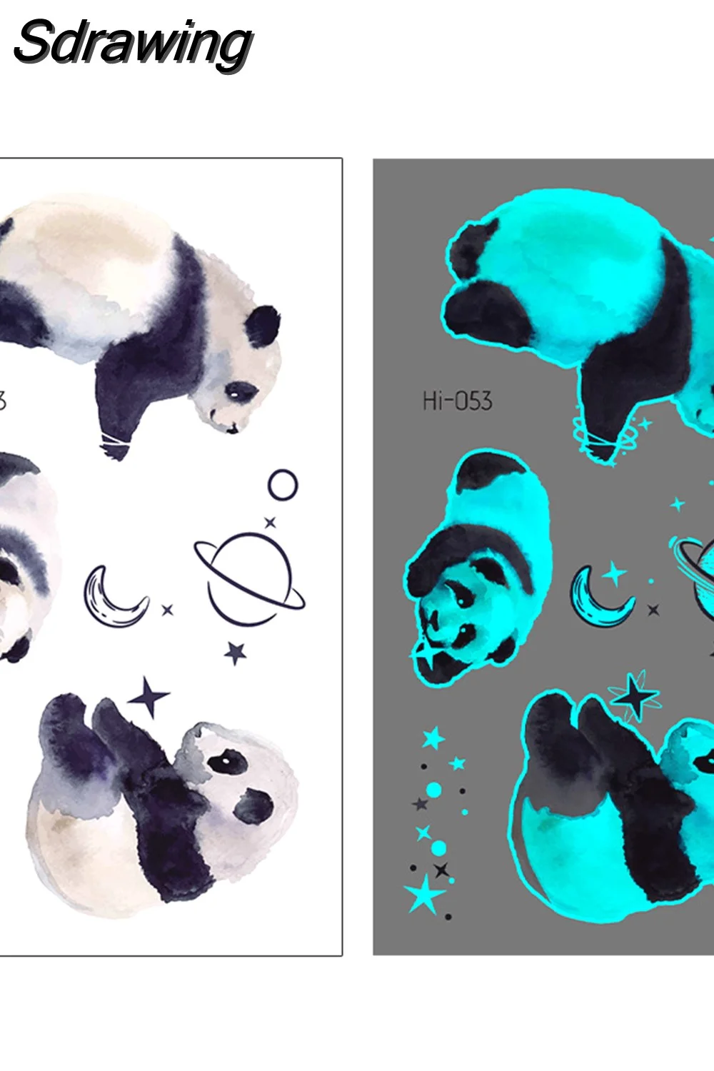 Sdrawing Temporary Tattoo Stickers Lovely Cat Star Rabbit panda Animal Festival Party Glowing Cool Face Tatoo for kid Women